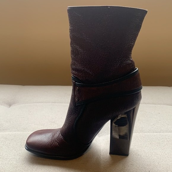 Vicini by Giuseppe Zanotti Leather Luxury Buckle Glass Heel Square Toe Sz 6 #103 - Picture 7 of 15